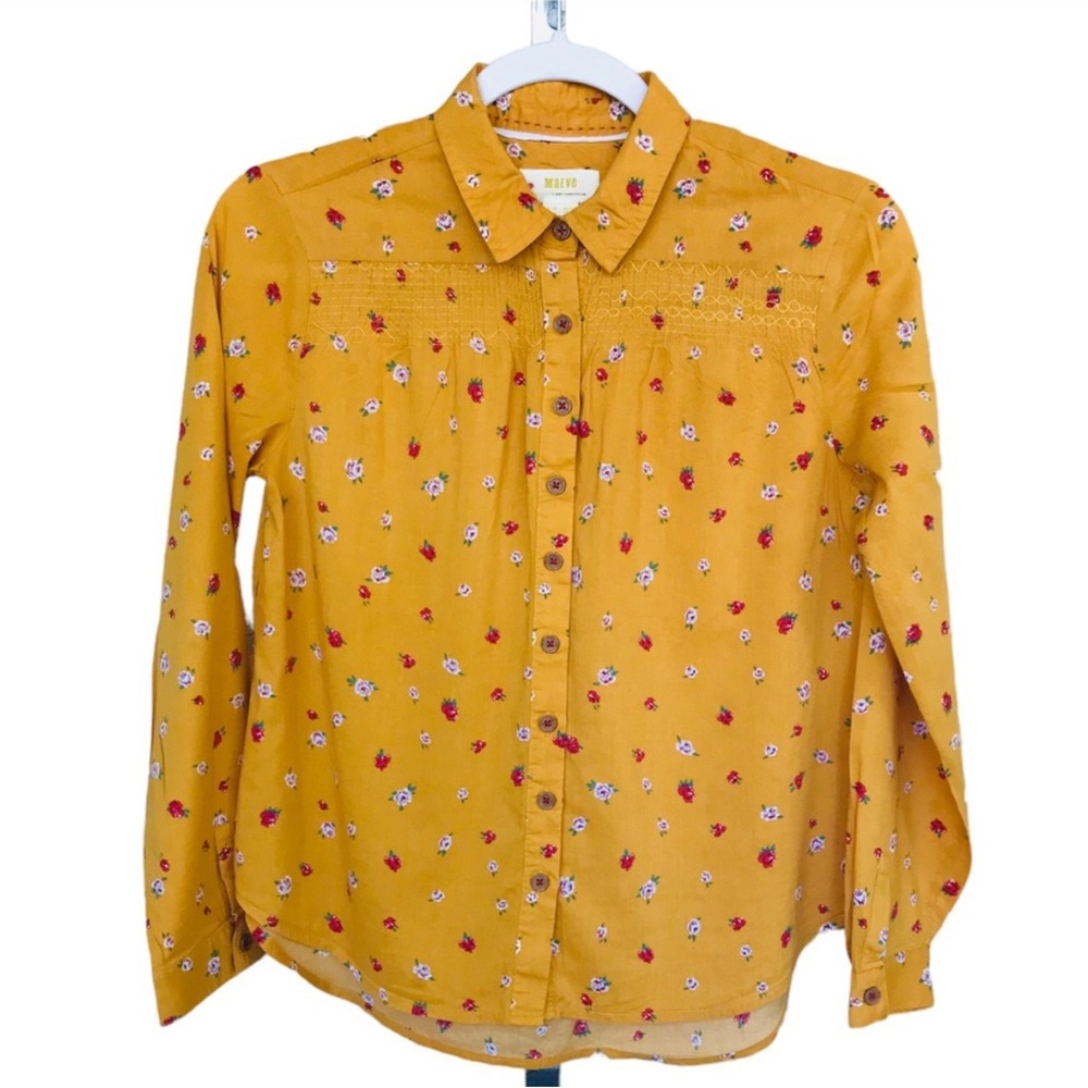 Anthropologie Maeve Long Sleeve Button Up Shirt Size OP